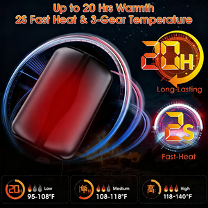 Eléctrico 2-Pack 10000mAh AI Chip inteligente alimentado 20 horas seguro largo calor portátil recargable calentador de manos - Product Image 3