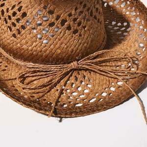 Sombrero de Paja Estilo Vaquero Occidental, Nuevo para Primavera/Verano, Protección Solar, Estilo Retro, Unisex, para Viajes, Pesca y Deportes - Product Image 6