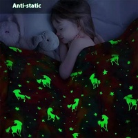 Couverture en flanelle lumineuse à double face Fluorescent Unicorn Solid Winter Children's Air Conditioning Cover Wholesale Spot Blankets
