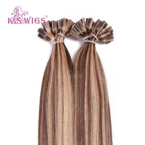 KSWIGS Estética 12-28 Pulgadas |   Rubio Besado por el Sol / Marrón |   Extensiones de Cabello Humano Virgen con Punta en U para un Volumen Estilo Coreano - Product Image 4