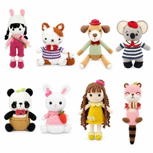 Poupées en coton tricotées à <span class=keywords><strong>la</strong></span> main au crochet, figurines d'animaux mignons - Lapin, chat, koala, panda pour filles, ornements rembourrés en fil et coton PP - Product Image 4