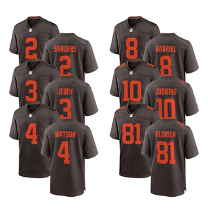 Maillots de football américain personnalisés Cleveland 2026 – Uniformes brodés pour jeunes, tenues de sport avec logos, marron - Product Image 1