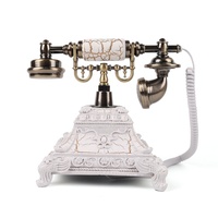Téléphone fixe vintage en résine à motif marbre blanc, style antique, pour la maison, l'hôtel, le bureau