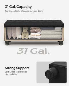 Banc de rangement rembourré <span class=keywords><strong>SONGMICS</strong></span> en similicuir tufté, imperméable, pour entrée ou chambre, avec ottoman de rangement - Product Image 6