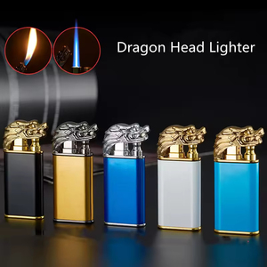 Encendedor de Cigarrillos de Butano con Cabeza de Dragón y Logotipo Personalizado, Recargable, Doble Llama, Metálico, Regalos Empresariales - Product Image 2
