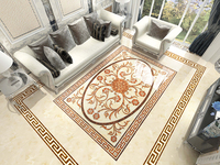 Carreaux de sol en porcelaine pour villa et hôtel, design personnalisé de tapis de Foshan, carrelage de sol brillant plaqué or, entrée, porche, puzzle