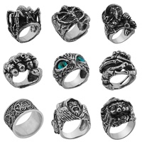 Bagues Punk Vintage pour hommes, aigle Dragon croix esprit araignée anneau ouvert anneau réglable vente en gros