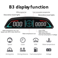 Jauge de voiture OBD2 B3, bord profond de 30 mm, sans effet fantôme, double affichage, horloge et 5 alarmes pour véhicules OBDII