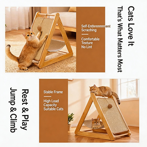 बिल्ली खरोंच बोर्ड घोंसला एकीकृत पहनने-प्रतिरोधी पाइन त्रिकोण ठोस लकड़ी बिल्ली चढ़ाई रैक हेम्प पैड-छोटे अंतरिक्ष के अनुकूल पालतू - Product Image 4