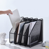 Porte-magazines en fil métallique de haute qualité noire 4 composants porte-fichiers en maille accessoires de bureau boîte de fichiers décorative