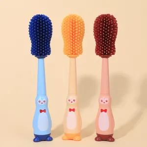 Hot Sale Travel Baby Products Bottle Cleaning Brush 4 in 1 Detachable Silicone Bristle Bottle Brush Cleaner Set