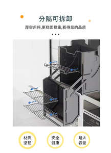 Dispositif de tirage vers le haut pour armoire de cuisine, durable, moderne, couleur personnalisable, avec paniers coulissants oblongs à double corps pour rangement - Product Image 4