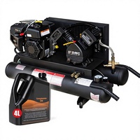Compresseur d'air à piston à essence 6,5 CV, refroidi par air, 12 CFM, portable, pression maximale 125 PSI, réservoir d'air de 9 gallons, lubrifié
