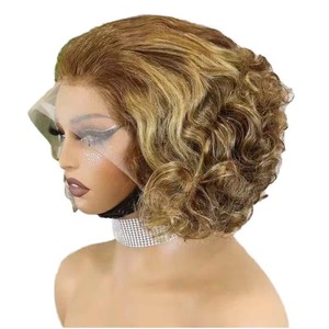 Parrucca FX-HTA107 per parrucca 10A 13*4 a onde sciolte frontali Bob capelli umani brasiliani parrucche corte trasparenti in pizzo davanti - Product Image 1