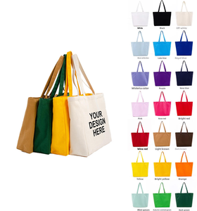 Wholesale solid color tote <b>bags</b> for women in stock, customized logos, shopping canvas <b>bags</b>, simple and environmentally friendly - Product Image 1