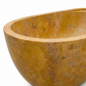 อ่างอาบน้ำรูปวงรีสั่งทำพิเศษสุดหรูหราทันสมัย หินอ่อนลายดอกไม้สีทองสุดพิเศษ อ่างอาบน้ำแบบลอยตัวสำหรับแช่ตัว เหมาะสำหรับห้องน้ำ วิลล่า โรงแรม บ้านพักอาศัย - Product Image 3