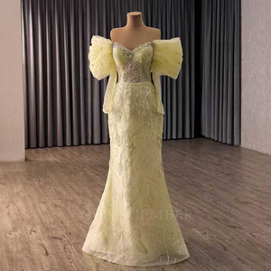 <span class=keywords><strong>ชุด</strong></span>ราตรีทรงเมอร์เมดสีเหลืองมุกสุดหรู พร้อมกระโปรงคลุม รุ่น Jancember 251140 - Product Image 2