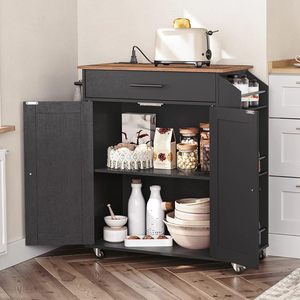 Chariot alimentaire multifonctionnel transfrontalier à pousser à la main avec îlot de cuisine, pour usage domestique, avec tiroirs et étagères de rangement, simple et - Product Image 2