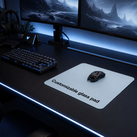 Tapis de souris de jeu en verre trempé personnalisé, résistant aux rayures, résistant à l'eau, tapis de bureau RGB pour l'e-sport
