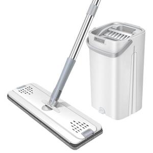 Flat Mop With Bucket Microfiber Rectangular Self Carrying Wet Dry Use - Product Image 5