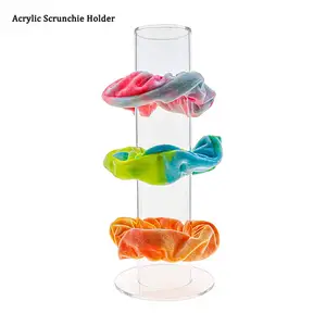 Acrílico Scrunchie soporte ClearJewelry organizador VISCO niñas pulsera de los organizadores del pelo cabello cilindro pulsera