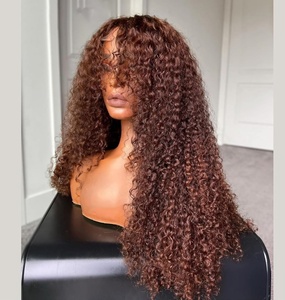 Perruques sans Colle en Dentelle HD Complète, Frisées Afro avec Frange, Cheveux Humains Brésiliens Bruts, Perruques Frontales en Dentelle HD - Product Image 1