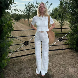 Conjunto de Cárdigan Largo de Punto Calado para Mujer, Verano |   Ropa de estar y de exterior transpirable de secado rápido ODM para salidas informales en casa - Product Image 6