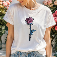 Grande broderie de sequins en forme de rose, applique florale pour vêtements, vestes, jeans, sacs, décoration de mode