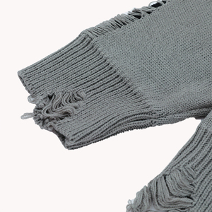 Pull décontracté à col rond en tricot jacquard ample et délavé pour homme, style streetwear - Product Image 4