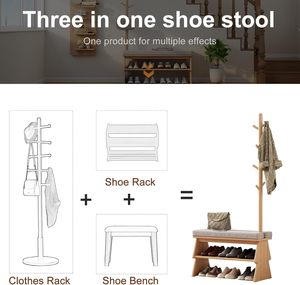 Perchero Moderno con 8 Ganchos para Zapatos, Banco Pequeño para Sala de Estar, <span class=keywords><strong>Dormitorio</strong></span> u Oficina - Muebles para el Hogar - Product Image 4