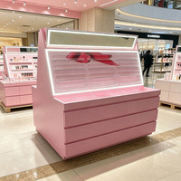 Diseño Moderno de Tienda de Cosméticos Rosados con Muebles Comerciales Personalizados, Exhibidores LED Acrílicos y Equipamiento de Quiosco para Centro Comercial
