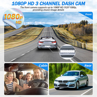 Cámara para Auto F2-3L-Wifi, Dashcam WiFi de 3 Canales (Frontal, Interior y Trasera), Grabador 1080P con Pantalla IPS de 2 Pulgadas, Grabación en Bucle y Visión Nocturna
