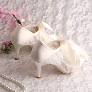 Wedopus complaciente zapatos de boda de blanco encaje - Product Image 5