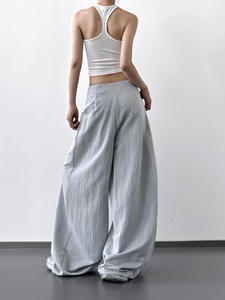 กางเกงขากว้างแฟชั่นสไตล์เกาหลีสำหรับผู้หญิงกางเกงเอวสูงทรงหลวมลำลองใหม่สำหรับฤดูร้อน - Product Image 3