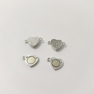 Cierres magnéticos en forma de corazón de aleación para joyería, accesorios DIY para hacer collares, chapados con detalles de diamantes - Product Image 3