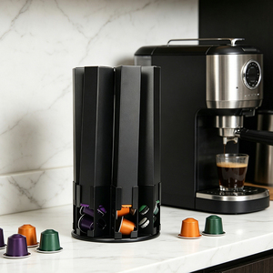 Support de <span class=keywords><strong>rangement</strong></span> rotatif à 360 degrés pour capsules de café <span class=keywords><strong>Nespresso</strong></span> et organisateur de dosettes K-Cup en métal pour cuisine et chambre d'hôtel - Product Image 3