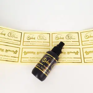 Etichette in rotolo di lamina d'oro con Logo con bottiglia di profumo personalizzata trasparente con stampa personalizzata autoadesiva