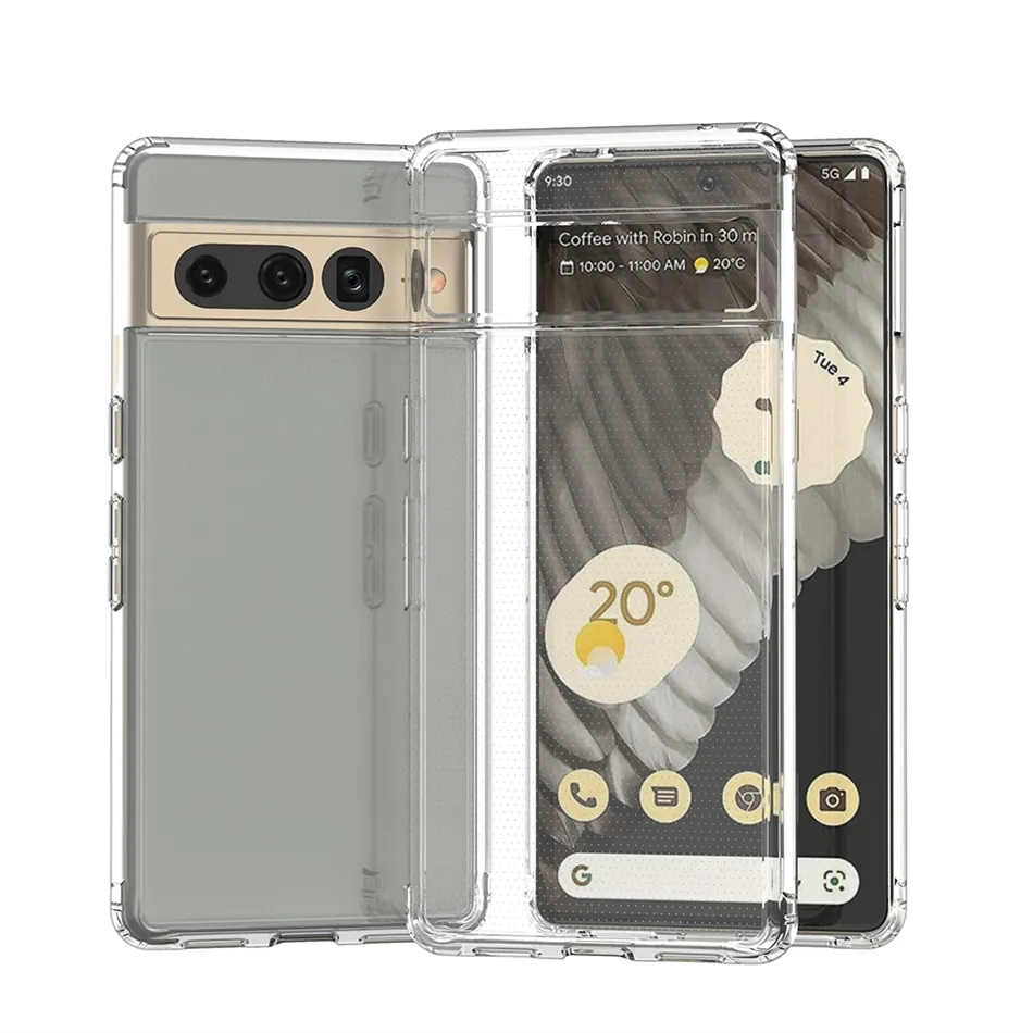 For Google Pixel 7 Pro Clear Phone Case, Slim Fit 2 IN 1 PC TPU Shock-Absorbing Airbag Corner Case For Google Pixel 6 Pro 6A 5A