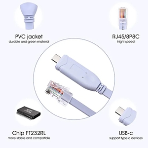 USB-C giao diện điều khiển cáp Loại C để RJ45 nối tiếp Adapter Phụ kiện thiết yếu của Cisco NETGEAR có mặt khắp nơi Linksys TP-Link Router/Switch - Product Image 3