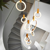 Lustre long pour escalier nordique, style moderne minimaliste, lampe de salon de villa, personnalité créative, duplex, escalier, lustres
