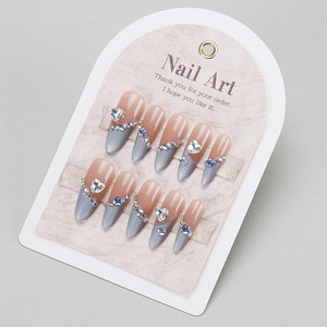 Xiaohongshu Venta caliente usable de gama alta ojo de gato Rhinestone francés hecho a mano puntas de uñas Sexy Pure Desire uñas postizas - Product Image 4