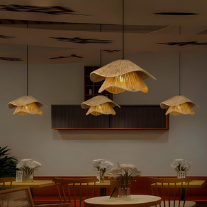 Wabi Sabi Style Chandelier Oval Shape E27 <b>Led</b> <b>Light</b> Source For Restaurant Hotel Bedroom <b>Tea</b> Room Hemp Rope Woven Lamp - Product Image 3