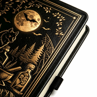 Carnet de sorcière A5 à couverture rigide en PU, personnalisé, motif loup, pour notes sur les ombres, cadeau