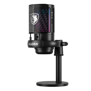 SADES ME6S - Paquete Profesional de Tarjeta de Sonido Eq, Auriculares, Altavoces, Micrófonos USB para Juegos de PC con Soporte - Product Image 1