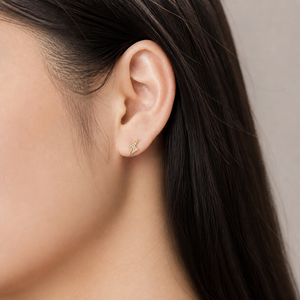 Pendientes de Oro de 14K con Circonita y Baño al Vacío, Pendientes de Acero Inoxidable con Circonita Transparente, 12 mm - Product Image 5