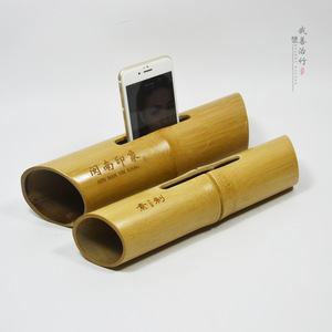 Bamboo Mobile Phone <b>Speaker</b> <b>Stand</b> Portable Amplifier For iPhone No Charging Required Creative Gift Customization - Product Image 1