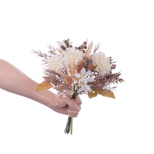 Bouquet de fleurs artificielles CallaFloral, dahlia blanche, tissu tissé en plastique, décoration d'intérieur, accessoires de mariage CF02024 - Product Image 5