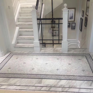 Mosaico de mármol para escaleras de villa con diseño gratuito, para proyectos de escalones, mosaico floral clásico redondo de piedra incrustada - Product Image 2