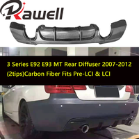 Diffuseur arrière en fibre de carbone véritable pour BMW Série 3 E92 E93 MT 2007-2012 (2 sorties) Lame de pare-chocs arrière compatible pré-LCI et LCI