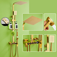 Ensemble de robinets de douche de luxe pour salle de bain en or, montage mural, système de douche
